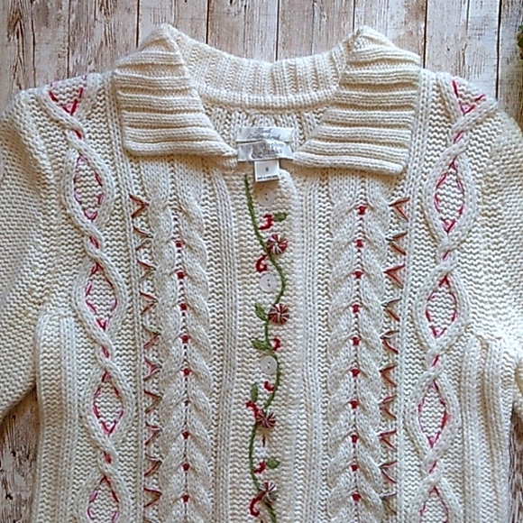 Christopher & Banks women's size small hand embroidered button up sweater (J1) - Picture 3 of 4